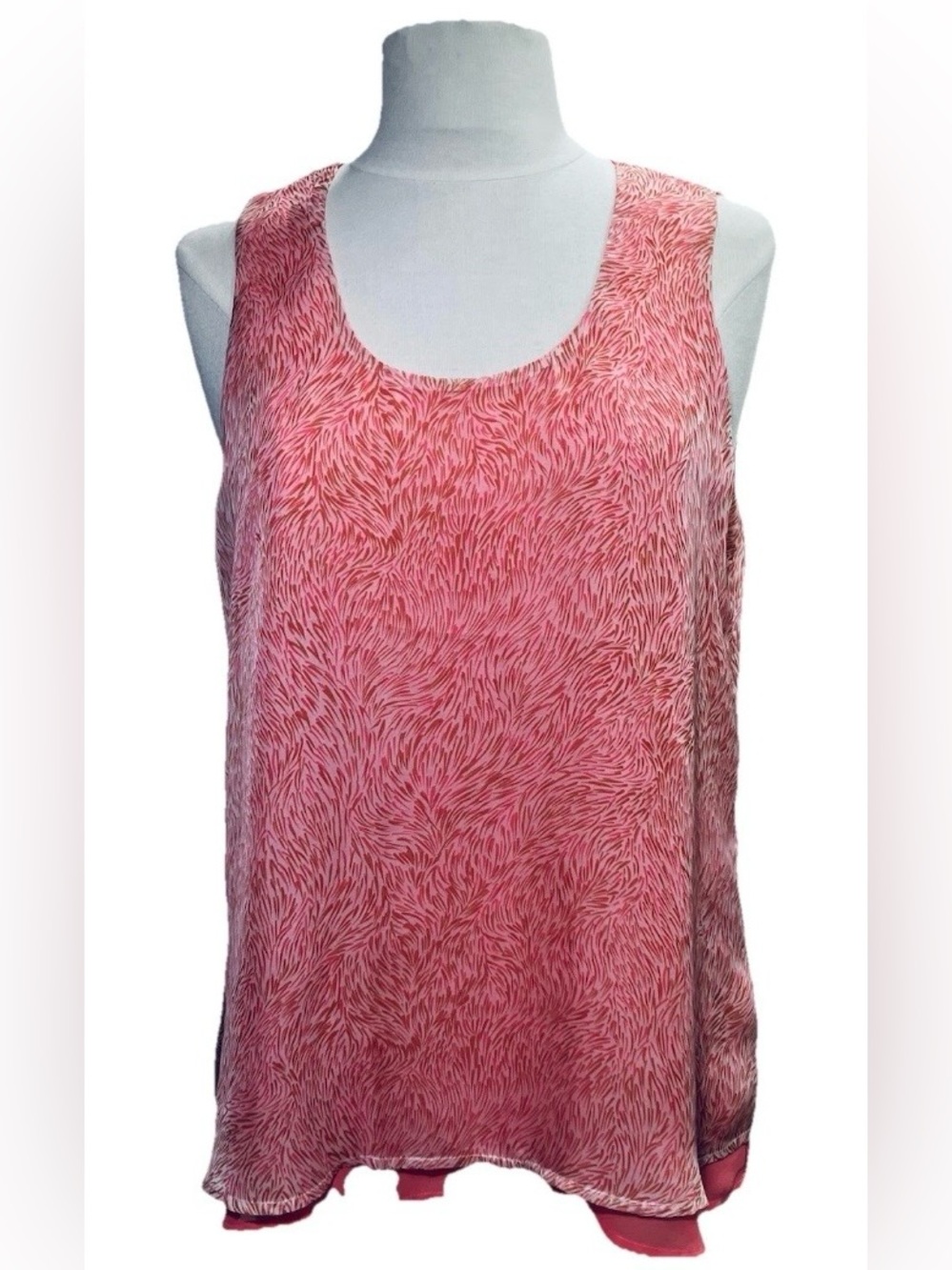 Robert Kitchen Canada Sheer Lined Peach Coastal Chic Sleeveless Top W Sz L